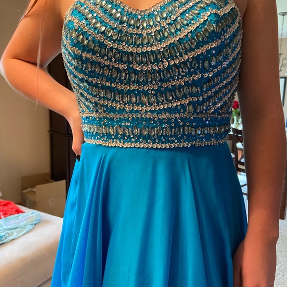 ☀️SOLD☀️Sherri Hill PROM dress blue beaded bodice - Picture 2 of 8